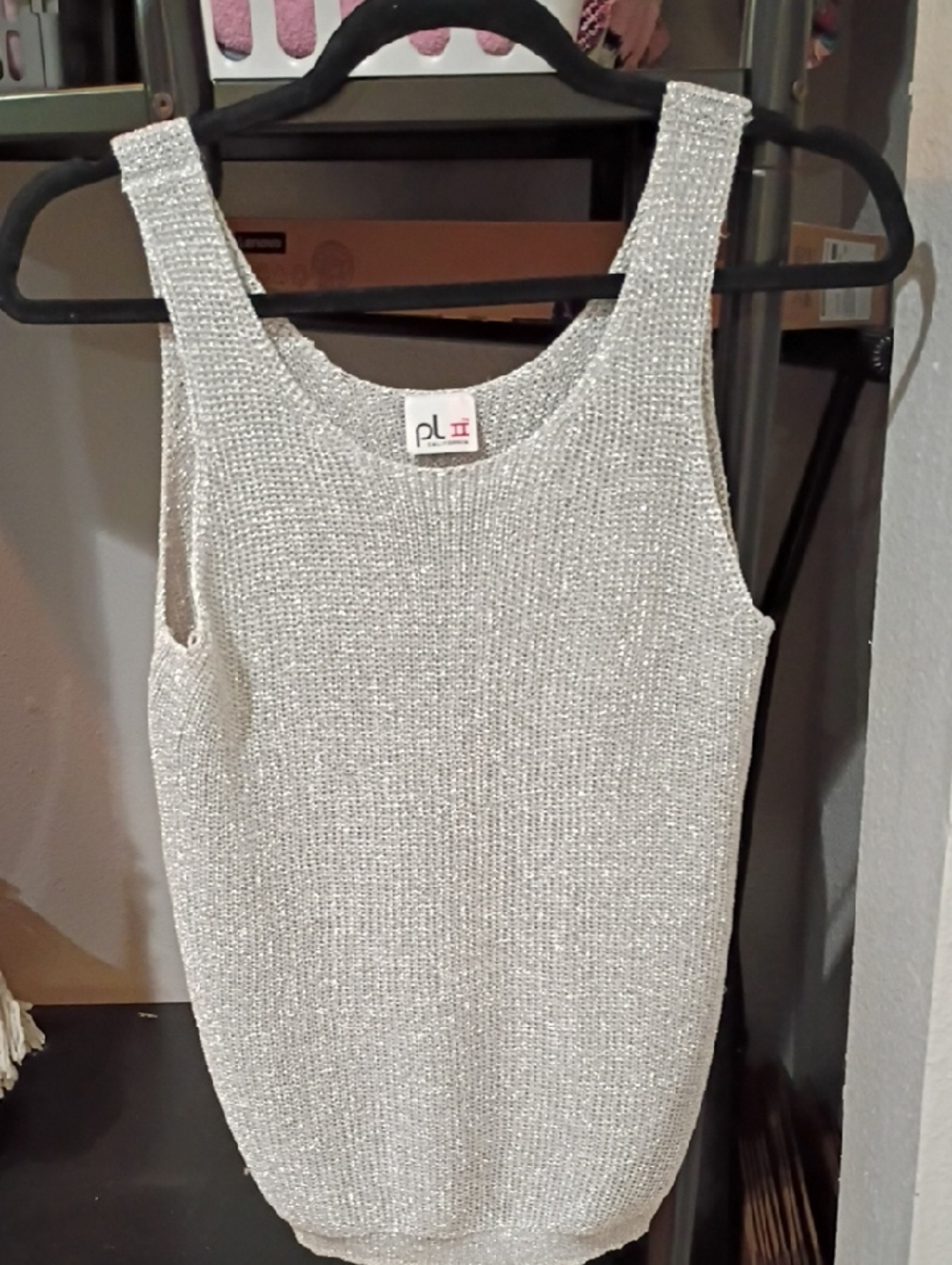 NWOT Silver Metallic Knit Tank Top - Women